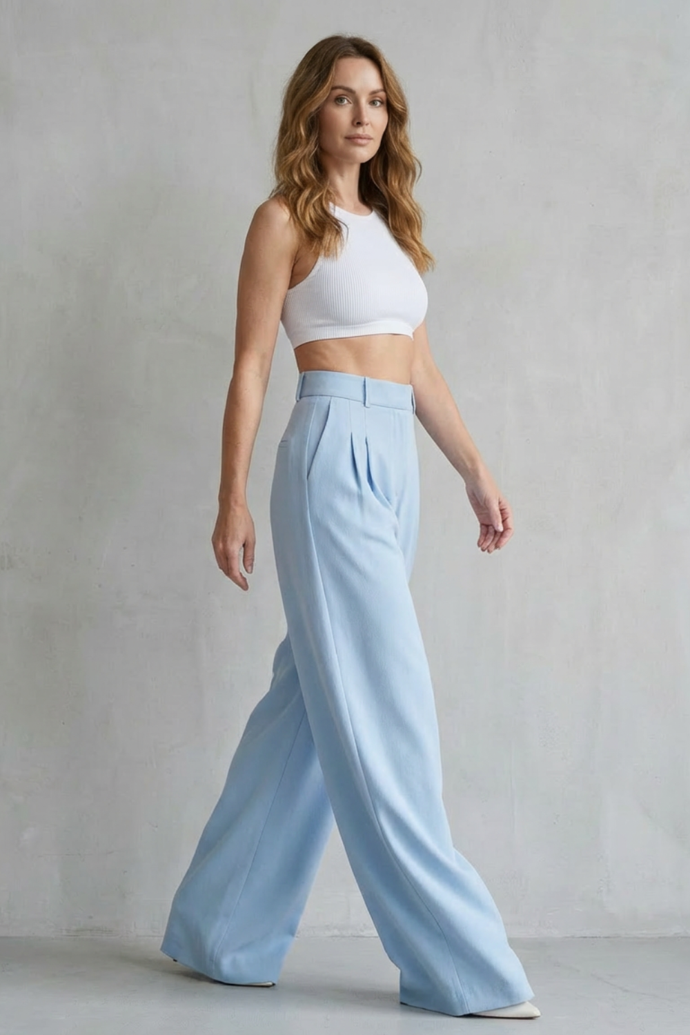 Lunévia – Drape fluido – Calça pantalona alfaiataria