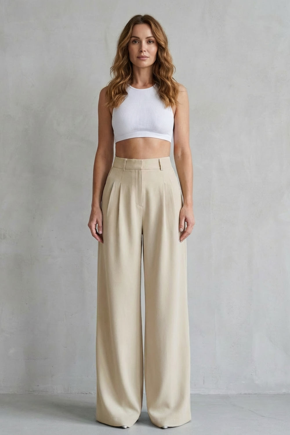 Lunévia – Drape fluido – Calça pantalona alfaiataria