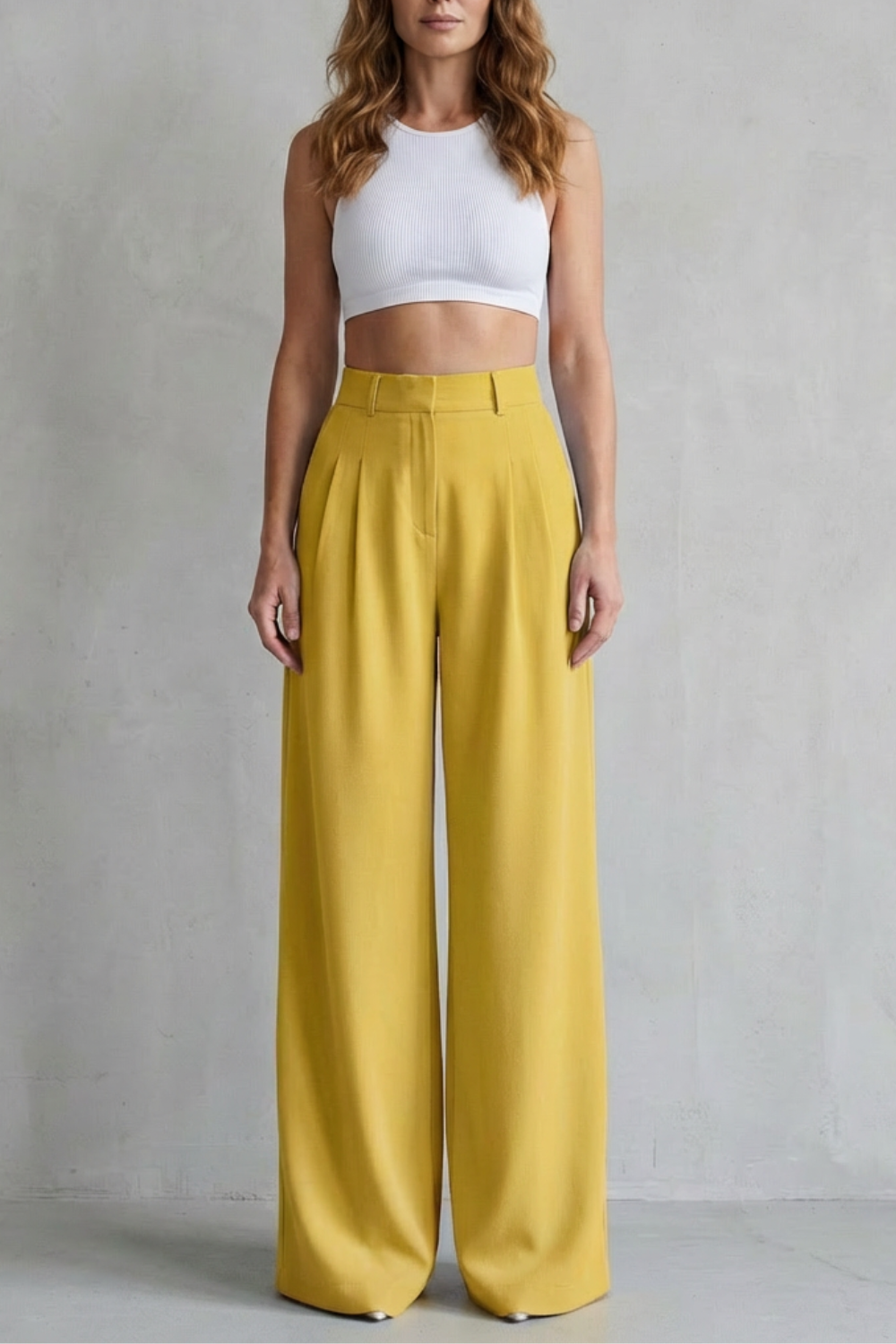 Lunévia – Drape fluido – Calça pantalona alfaiataria