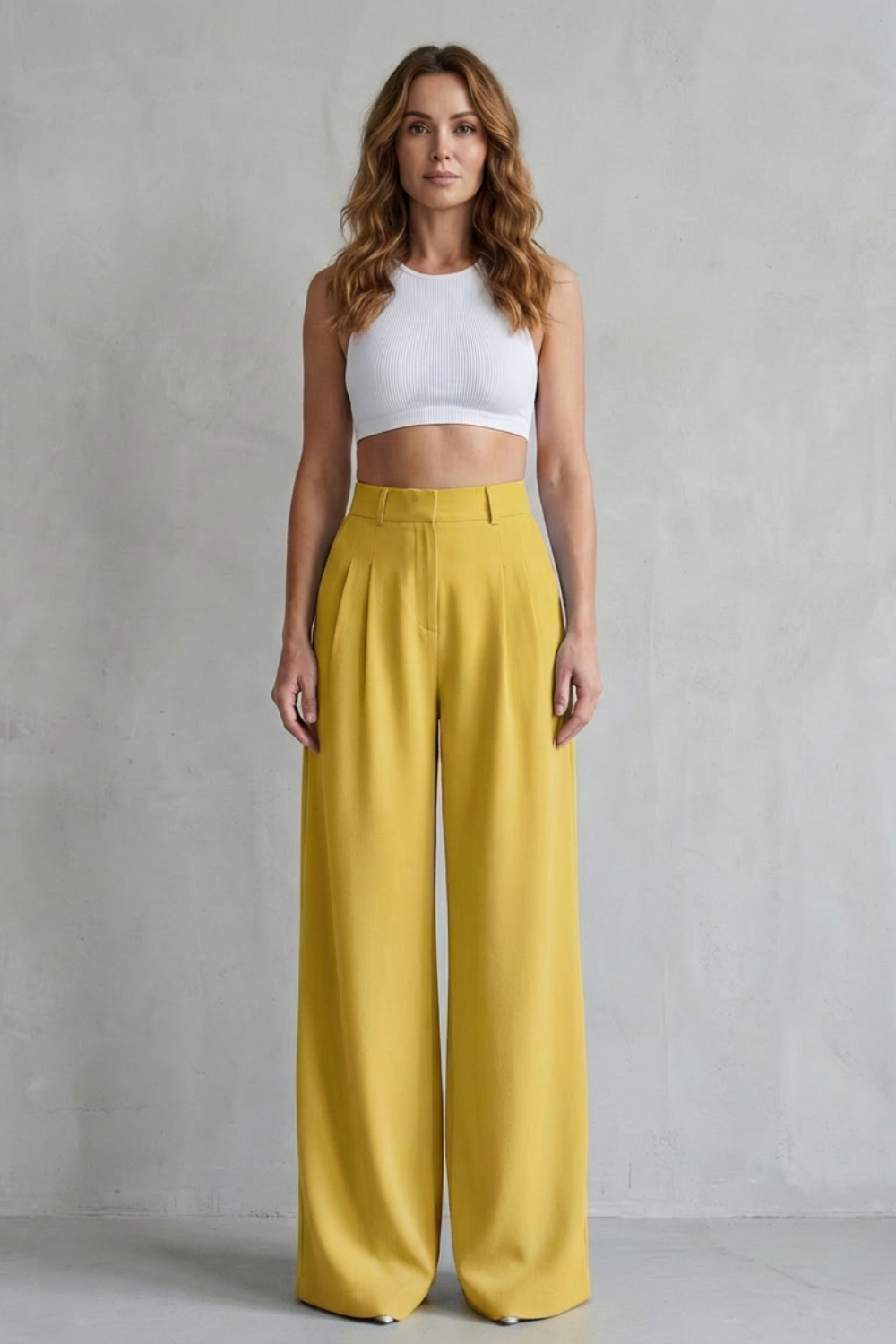 Lunévia – Drape fluido – Calça pantalona alfaiataria