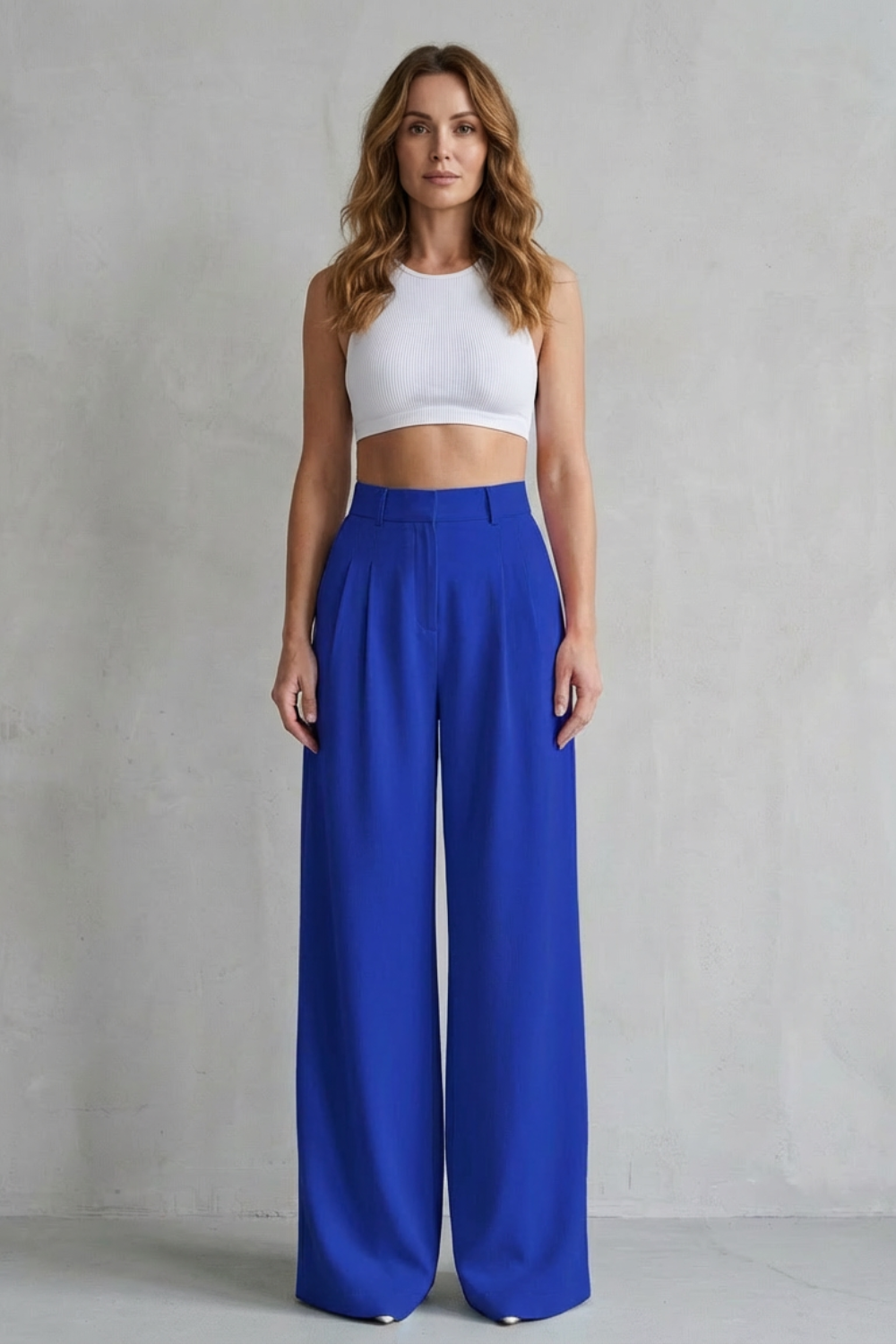 Lunévia – Drape fluido – Calça pantalona alfaiataria