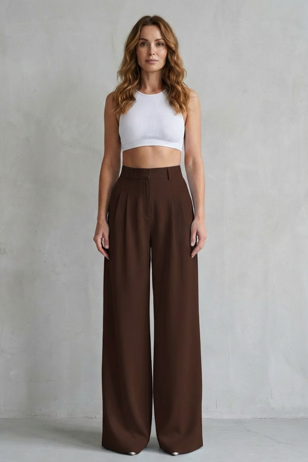 Lunévia – Drape fluido – Calça pantalona alfaiataria