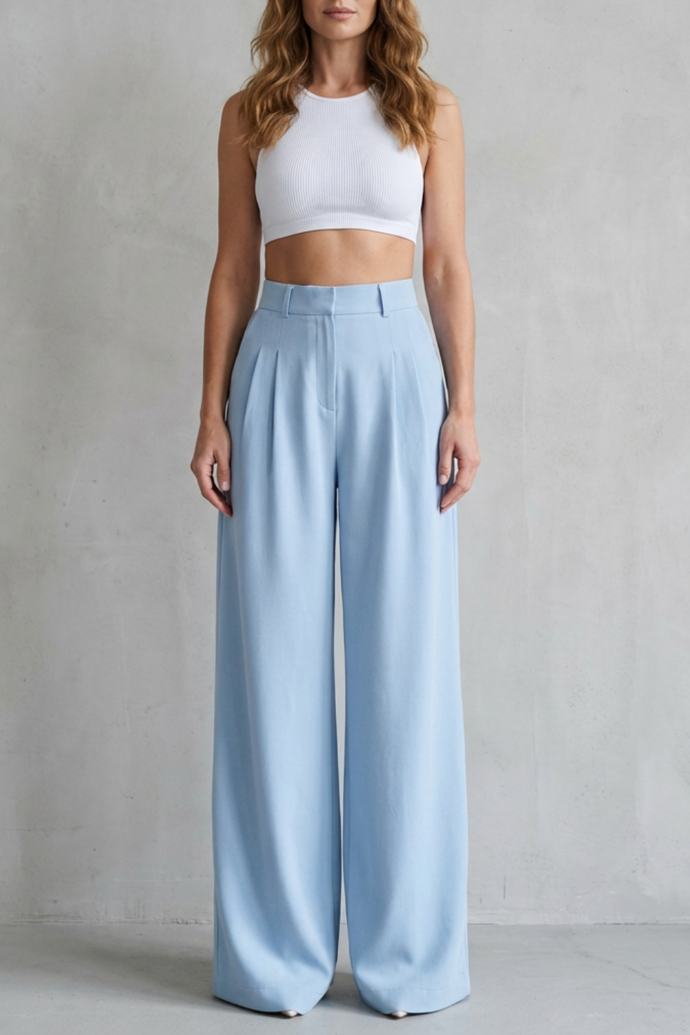 Lunévia – Drape fluido – Calça pantalona alfaiataria