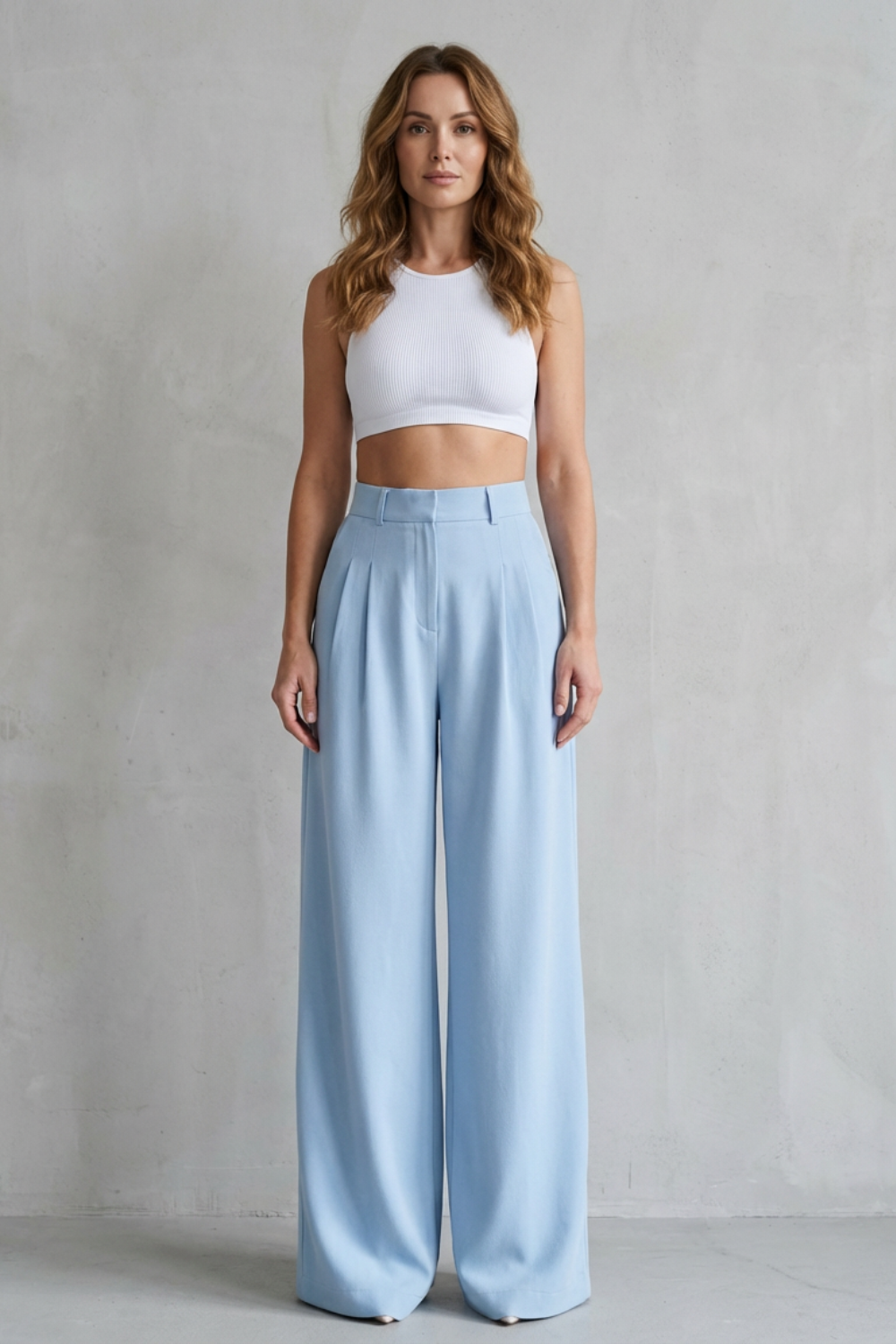 Lunévia – Drape fluido – Calça pantalona alfaiataria