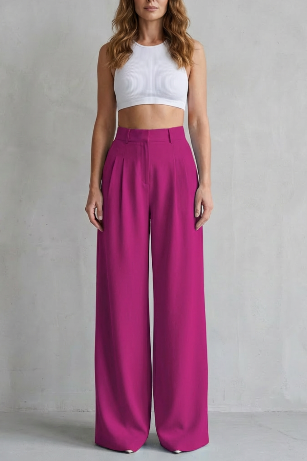 Lunévia – Drape fluido – Calça pantalona alfaiataria
