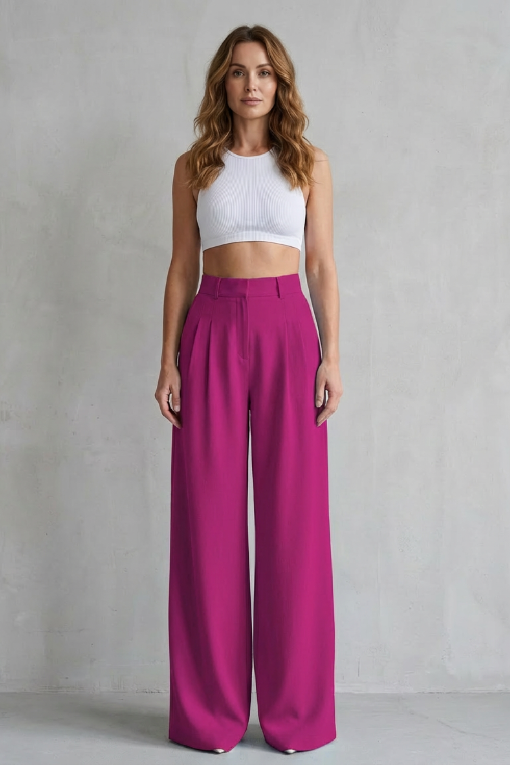 Lunévia – Drape fluido – Calça pantalona alfaiataria