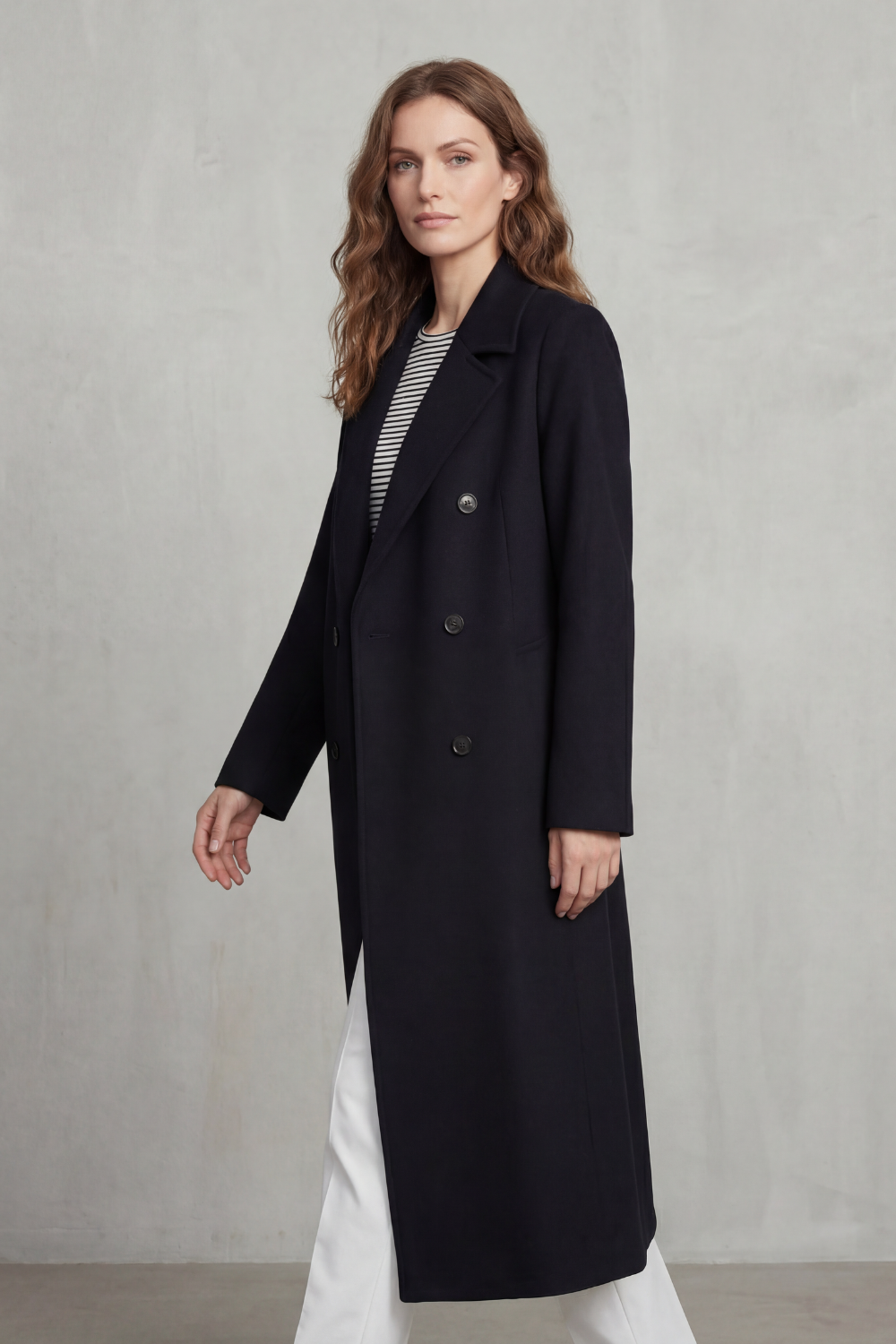 Maelisette – Design trespassado duplo – Casaco blend de lã