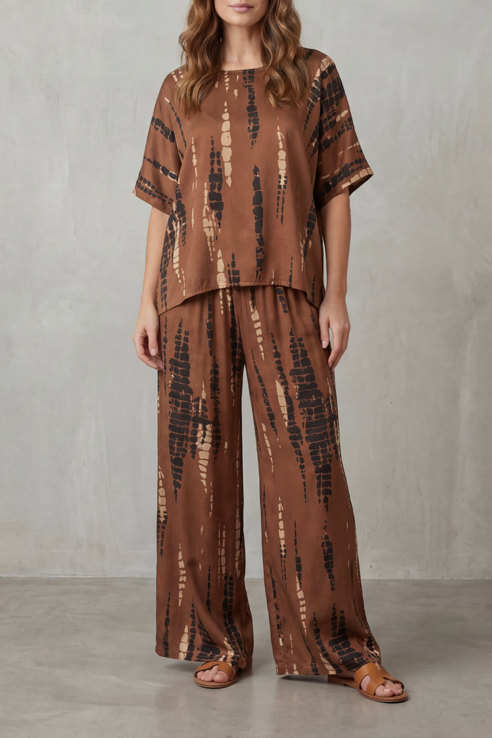 Marie – Estampa Abstrata – Conjunto Pantalona de Loungewear