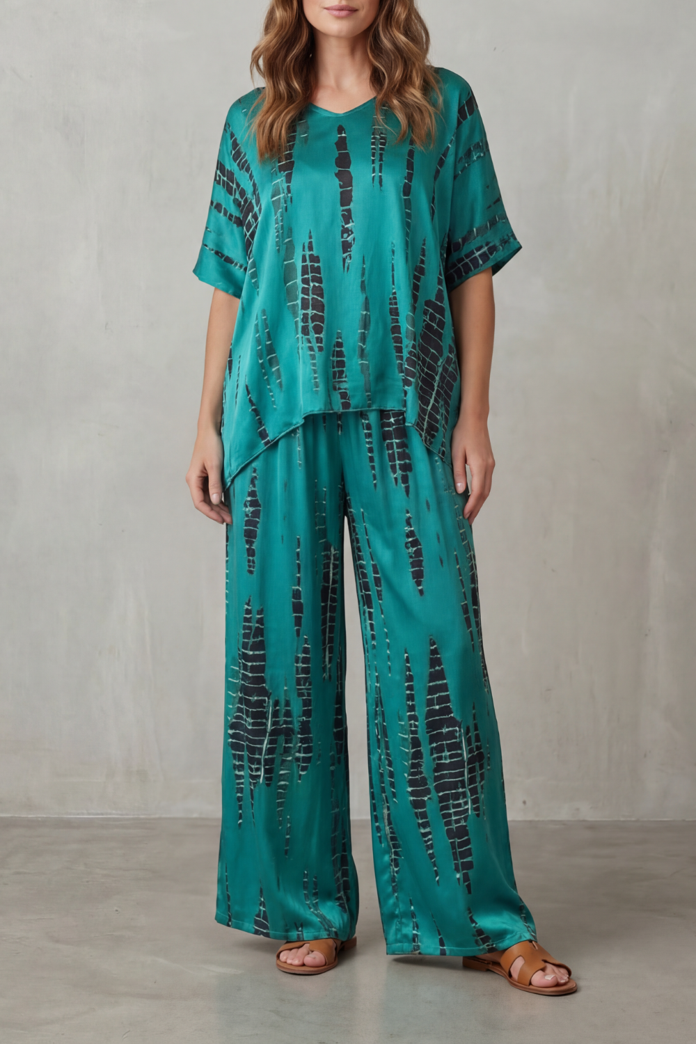 Marie – Estampa Abstrata – Conjunto Pantalona de Loungewear