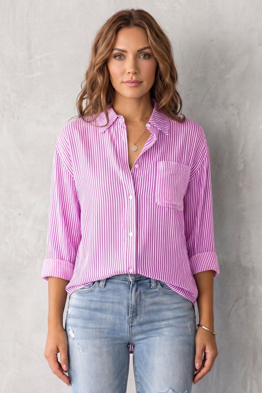 Marinelle – Padrão listrado clássico – Camisa com botão