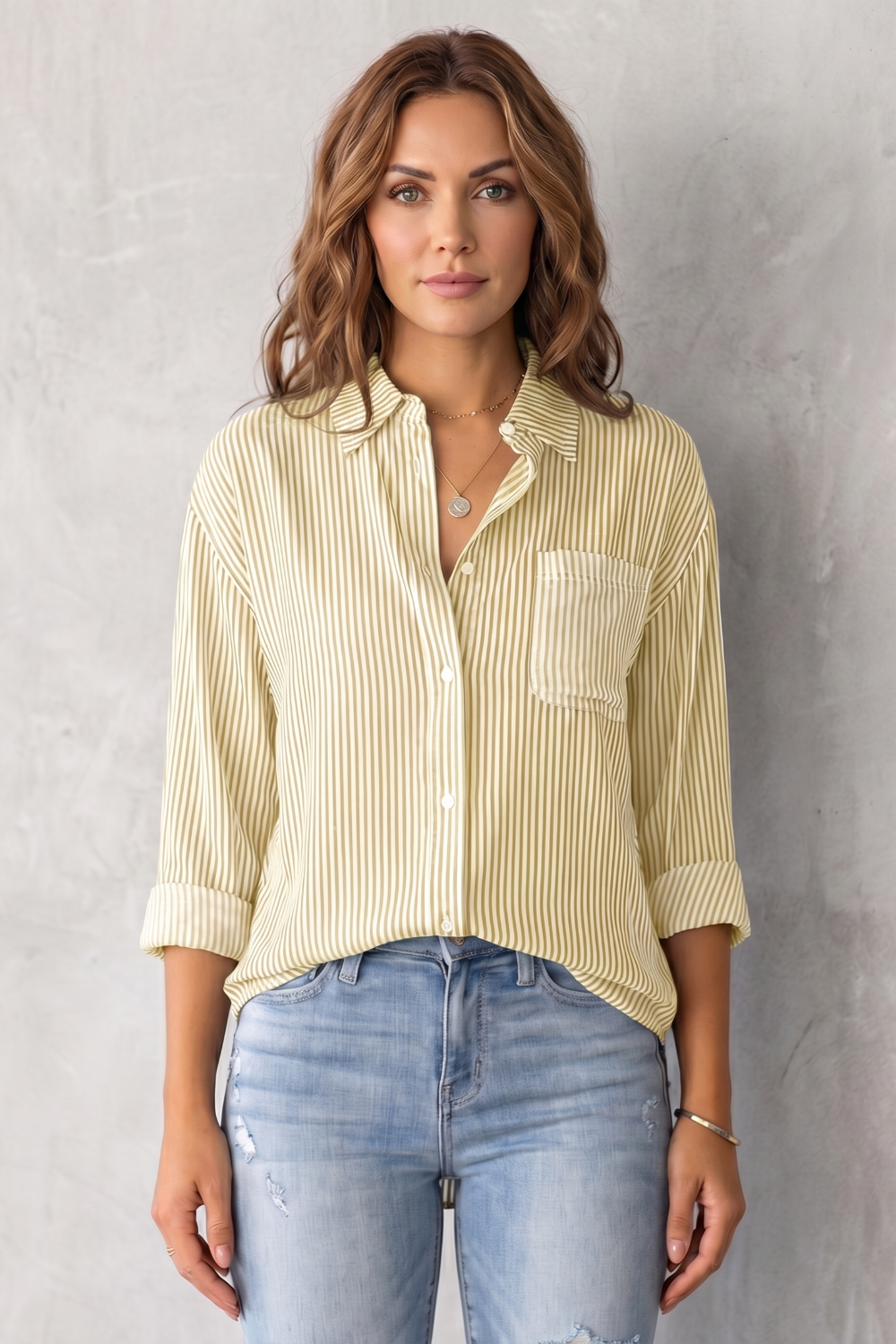 Marinelle – Padrão listrado clássico – Camisa com botão