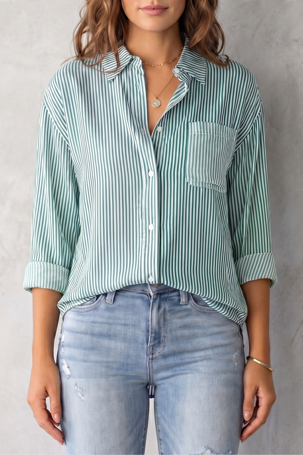 Marinelle – Padrão listrado clássico – Camisa com botão