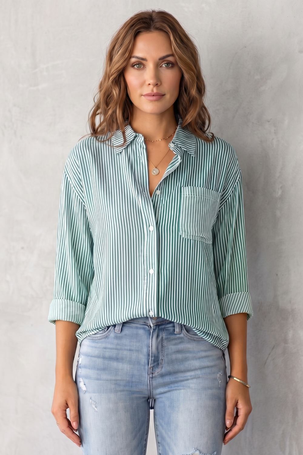 Marinelle – Padrão listrado clássico – Camisa com botão