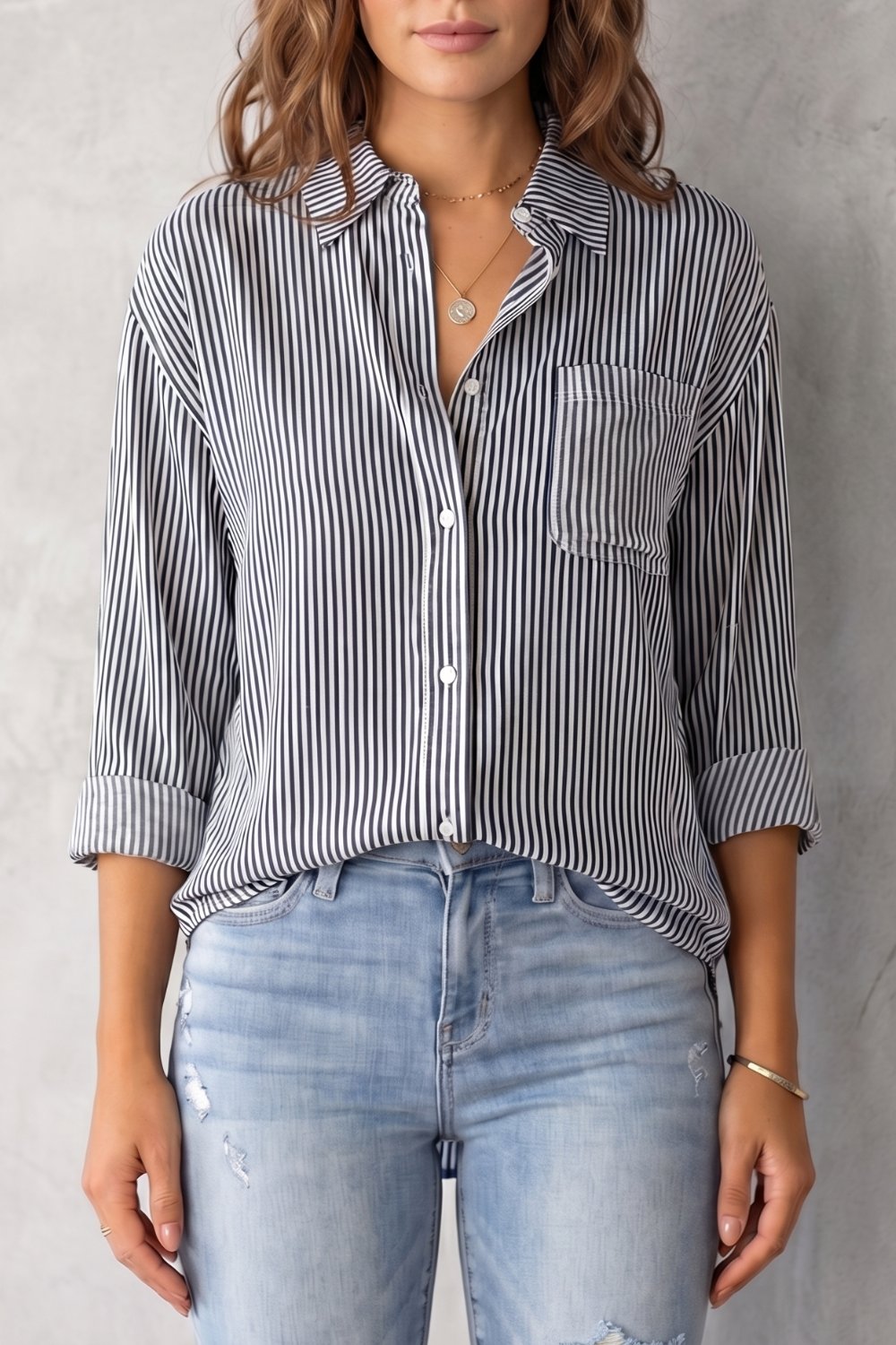 Marinelle – Padrão listrado clássico – Camisa com botão