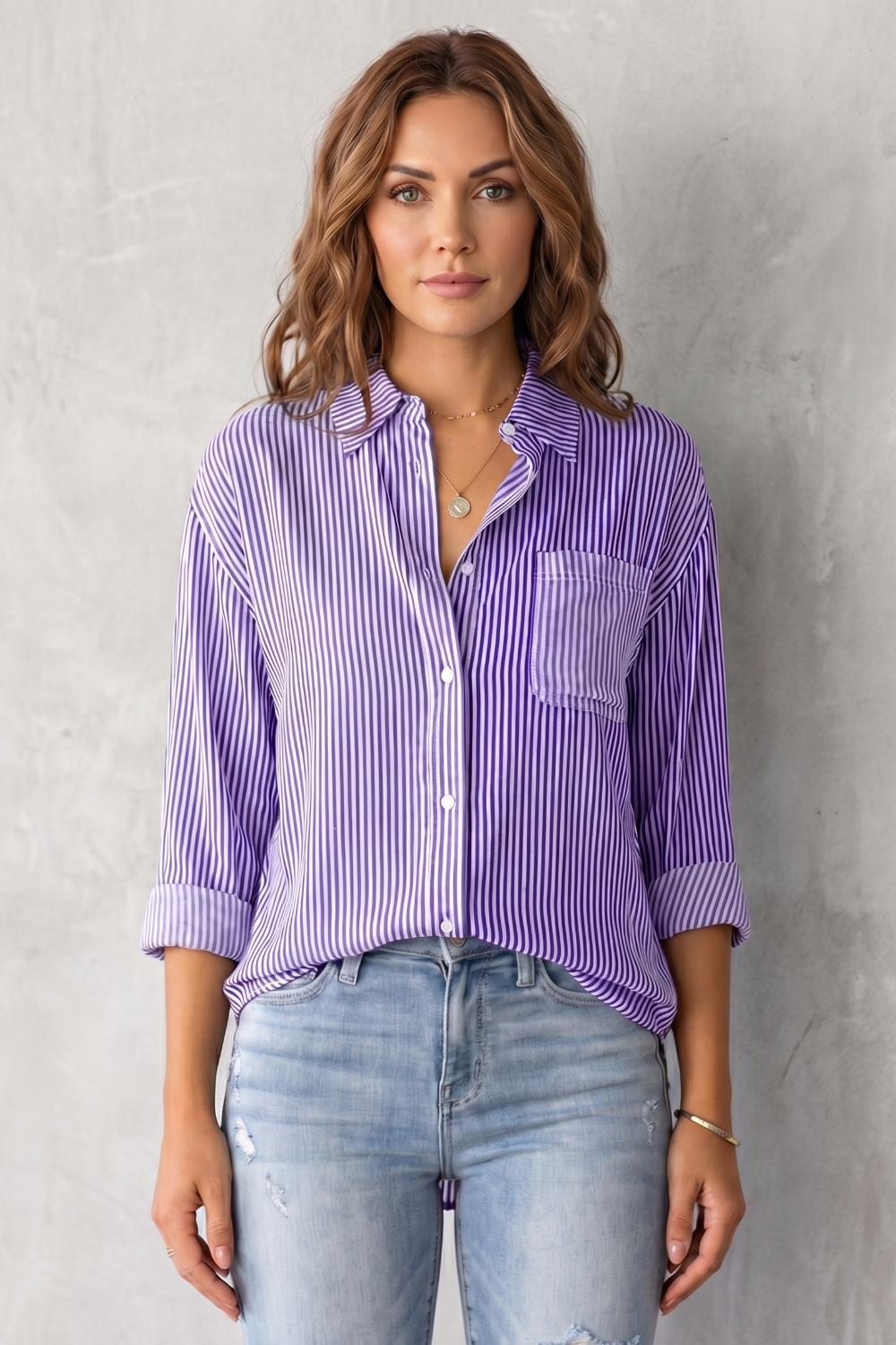 Marinelle – Padrão listrado clássico – Camisa com botão
