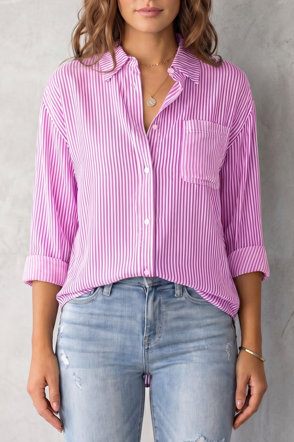 Marinelle – Padrão listrado clássico – Camisa com botão