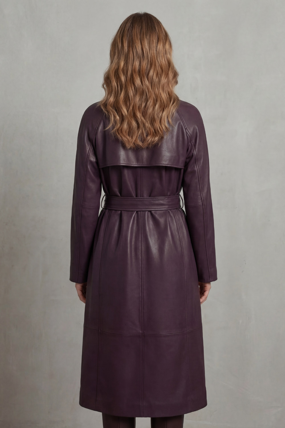 Marzienne – Silhueta que define a cintura – Trench coat de couro sintético