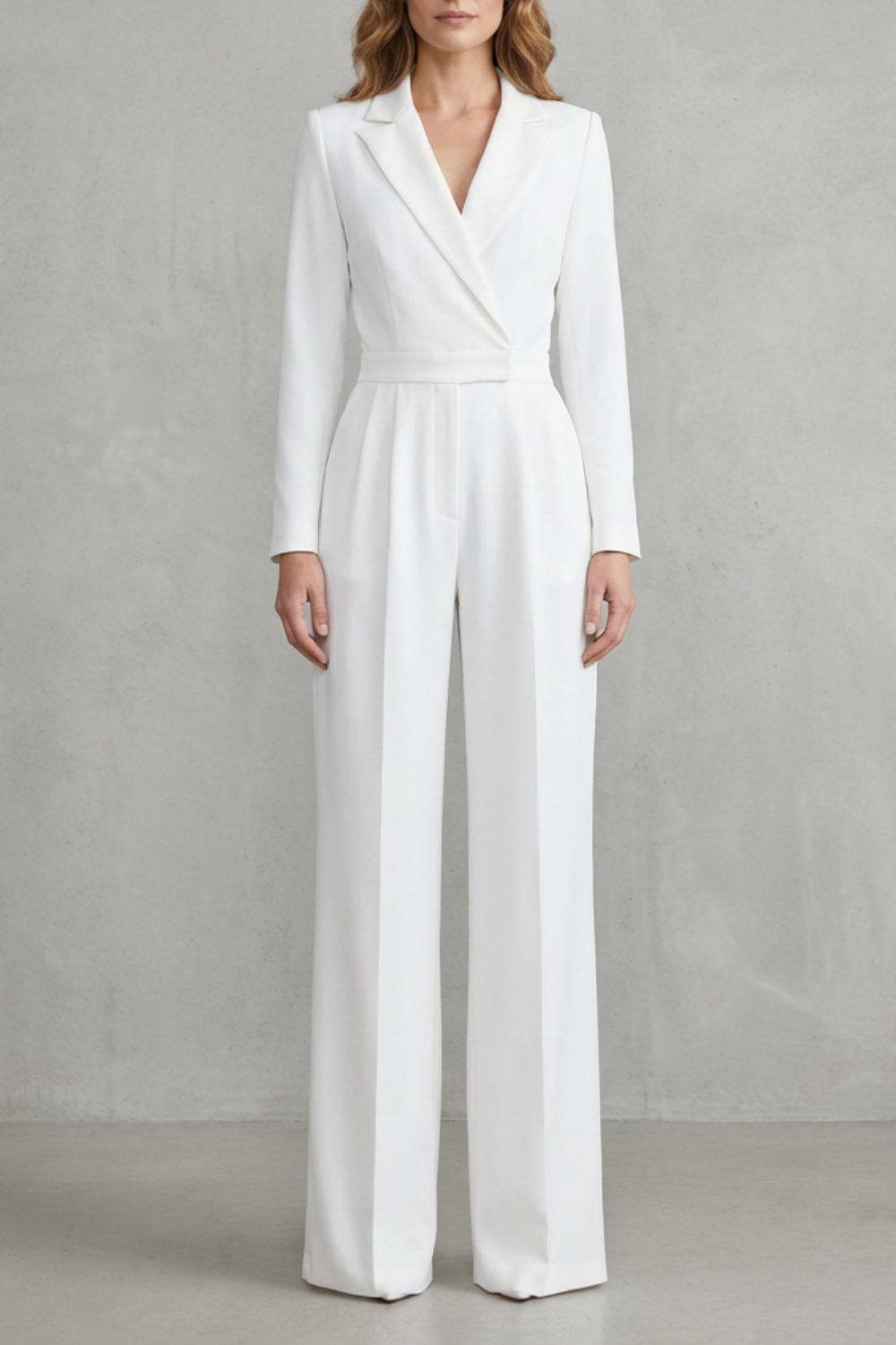 Meilun – Macacão Pantalona com Lapela Transpassada e Cintura Média – Macacão Elegante para o Dia a Dia