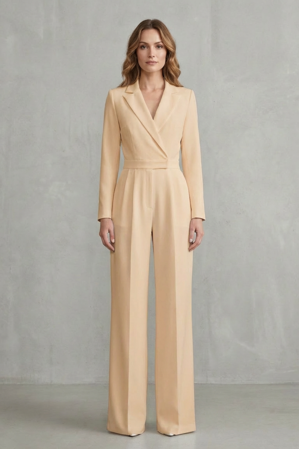 Meilun – Macacão Pantalona com Lapela Transpassada e Cintura Média – Macacão Elegante para o Dia a Dia