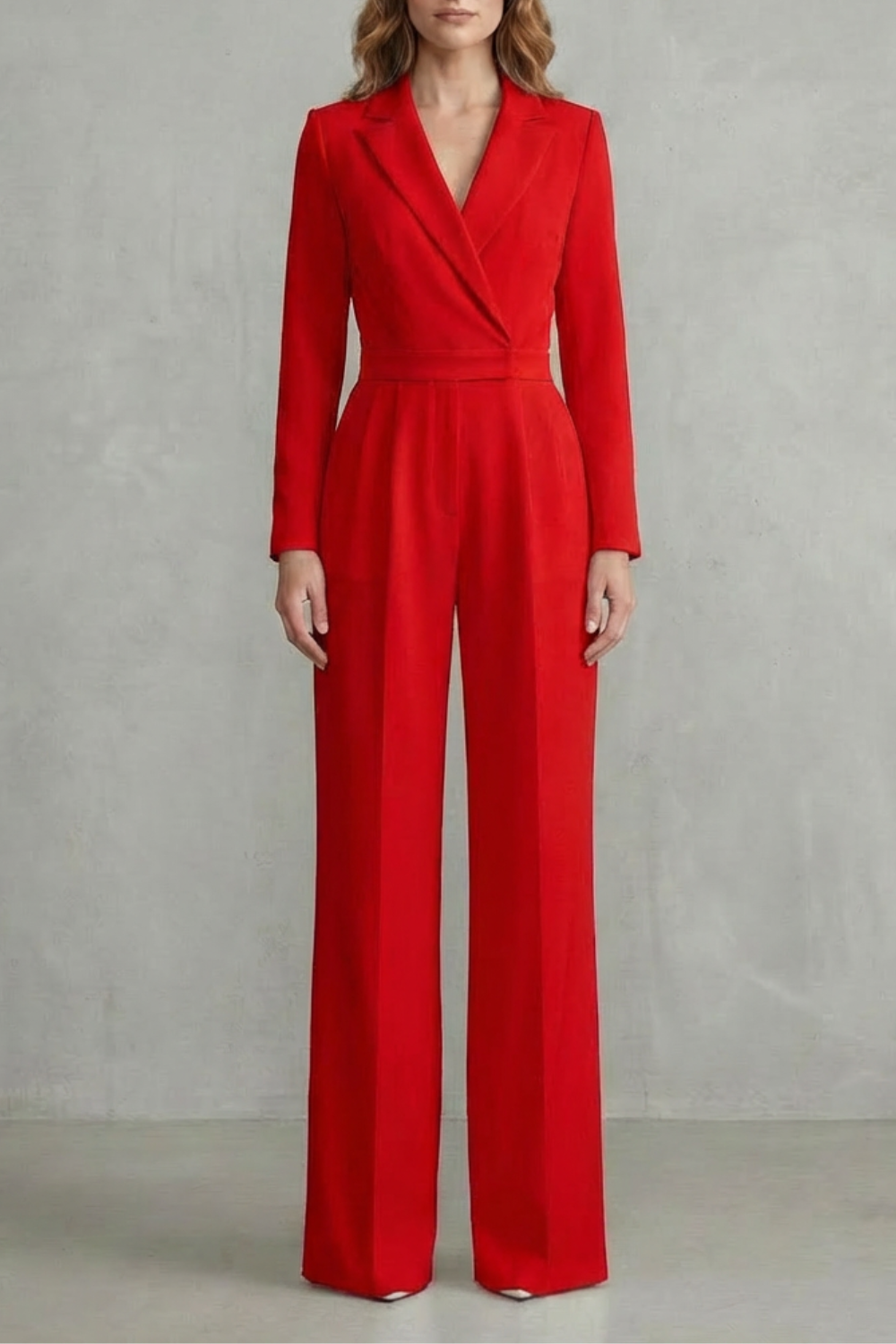 Meilun – Macacão Pantalona com Lapela Transpassada e Cintura Média – Macacão Elegante para o Dia a Dia