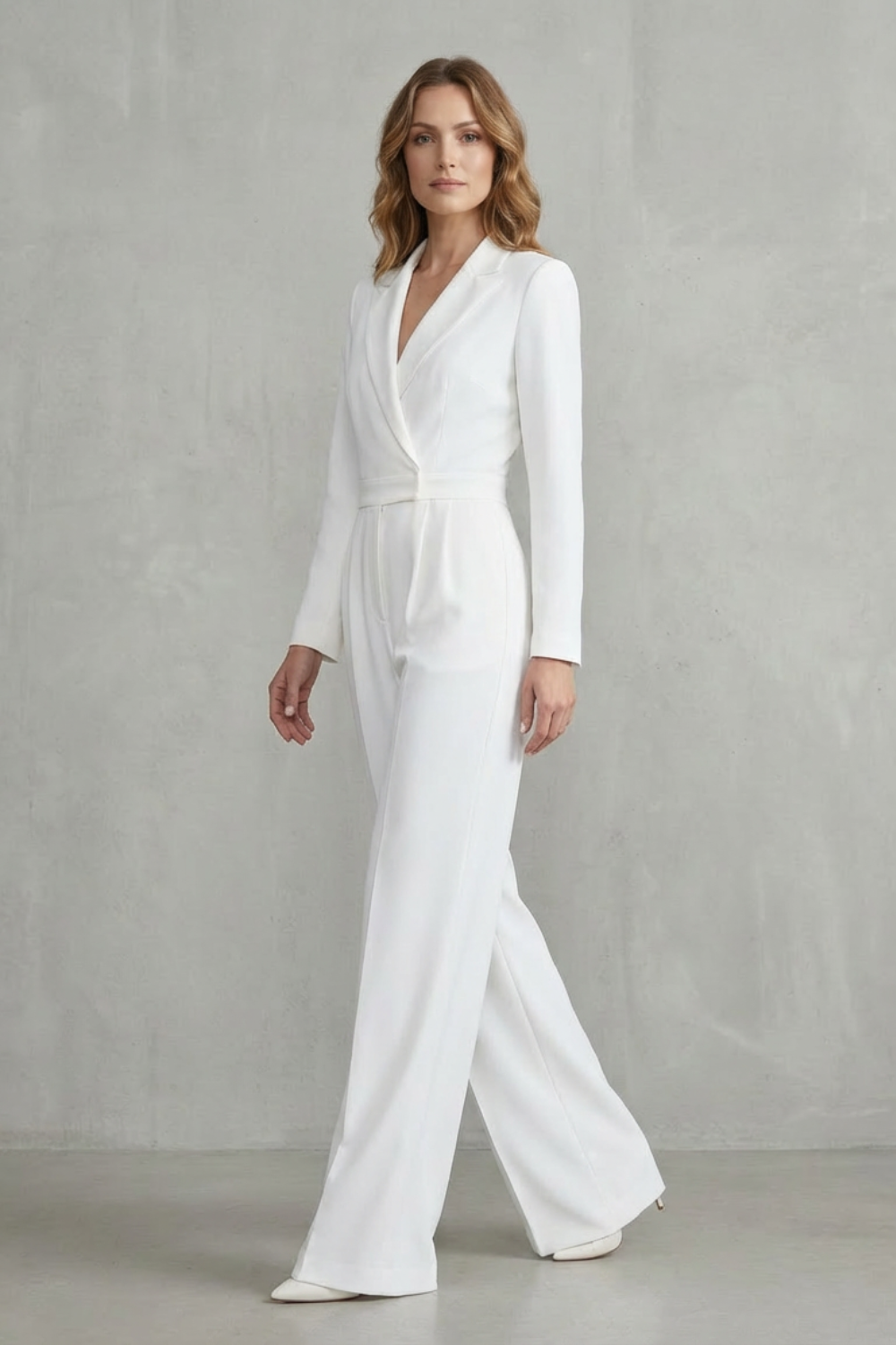 Meilun – Macacão Pantalona com Lapela Transpassada e Cintura Média – Macacão Elegante para o Dia a Dia