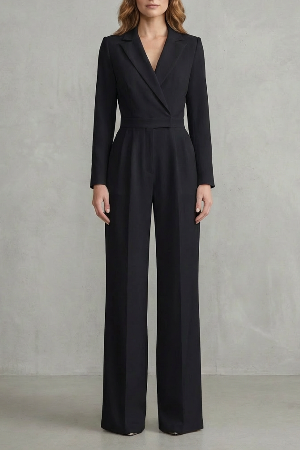 Meilun – Macacão Pantalona com Lapela Transpassada e Cintura Média – Macacão Elegante para o Dia a Dia