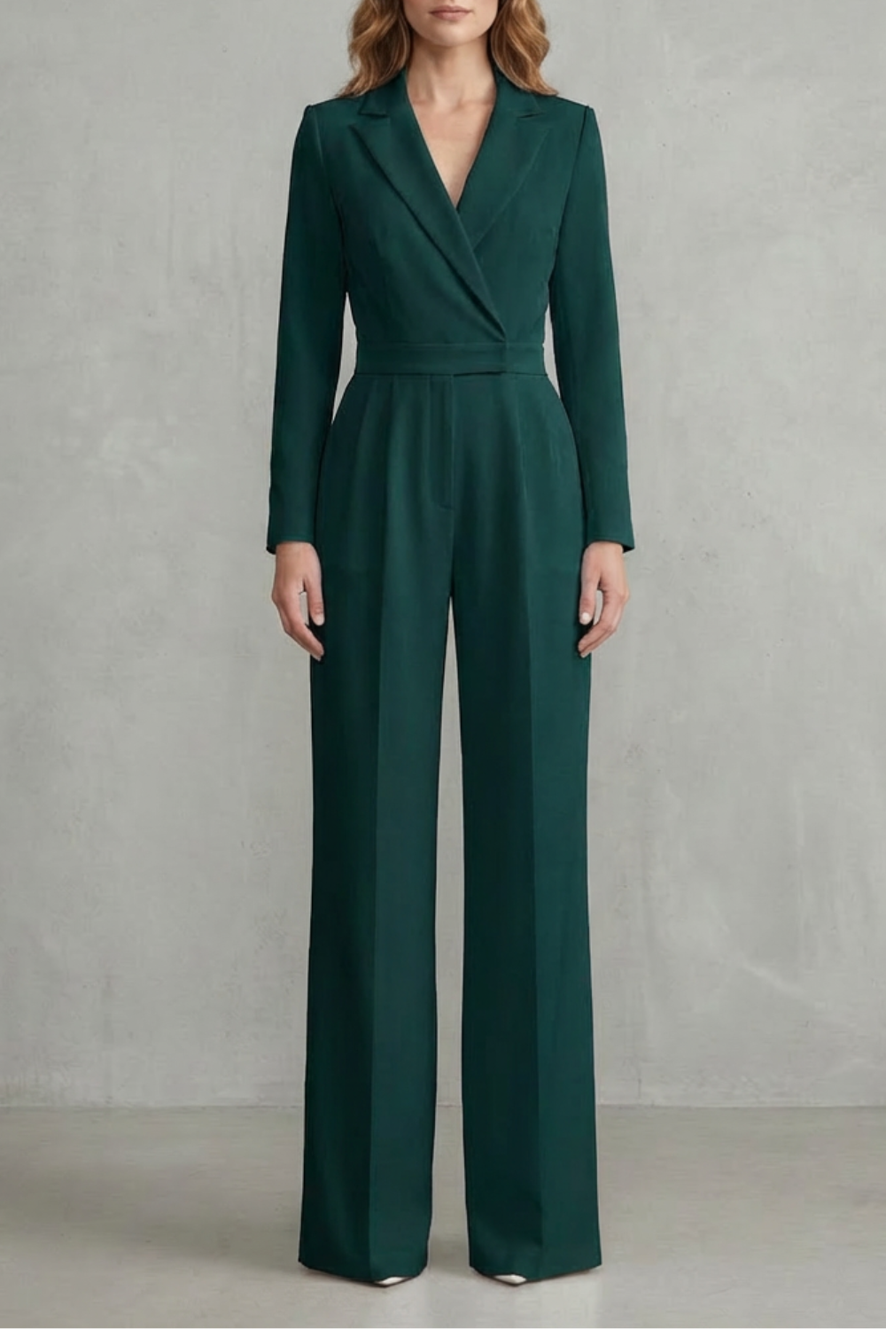 Meilun – Macacão Pantalona com Lapela Transpassada e Cintura Média – Macacão Elegante para o Dia a Dia