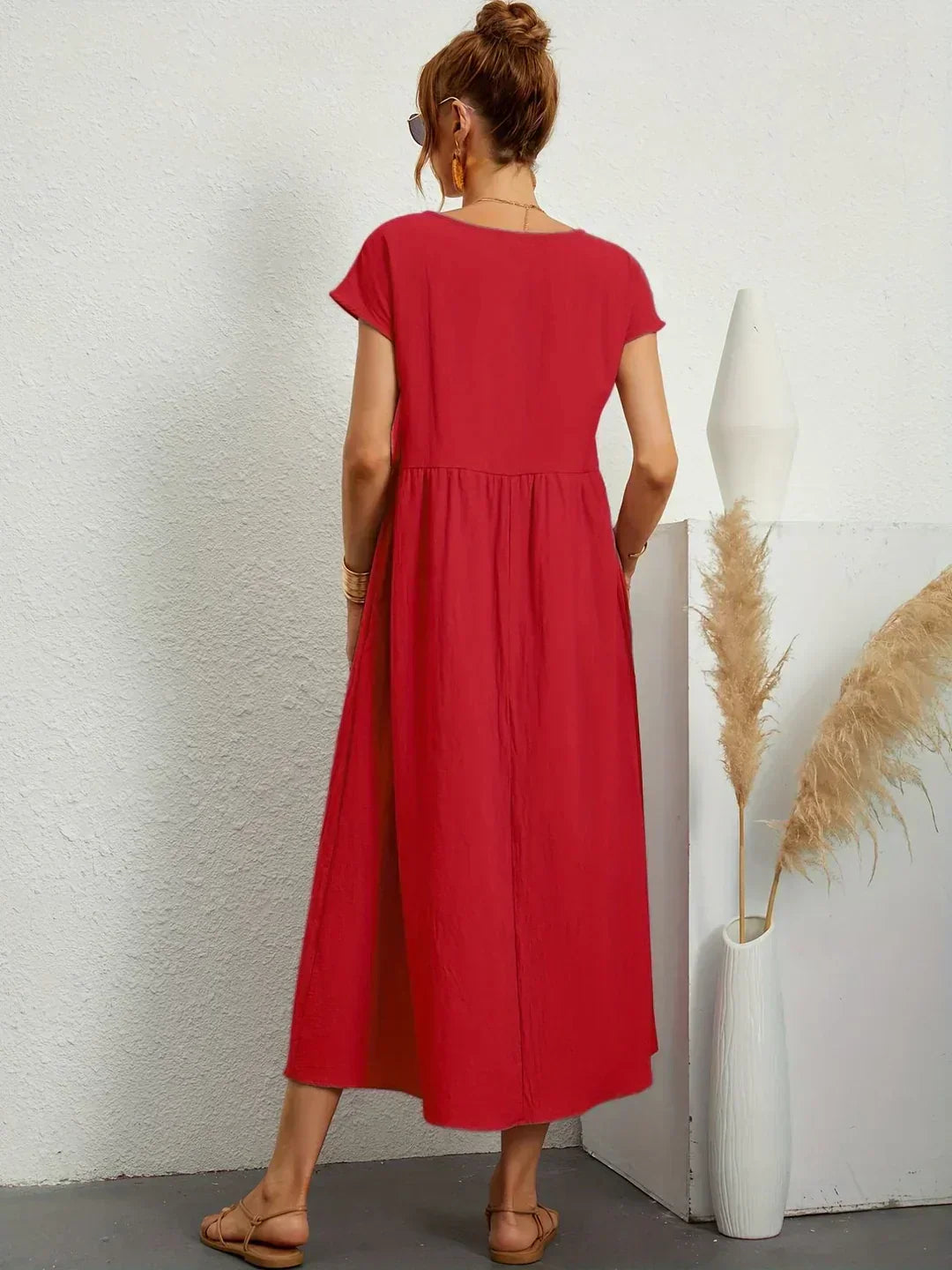 Gabrielle™ — Vestido Midi Fluido com Elegância Atemporal