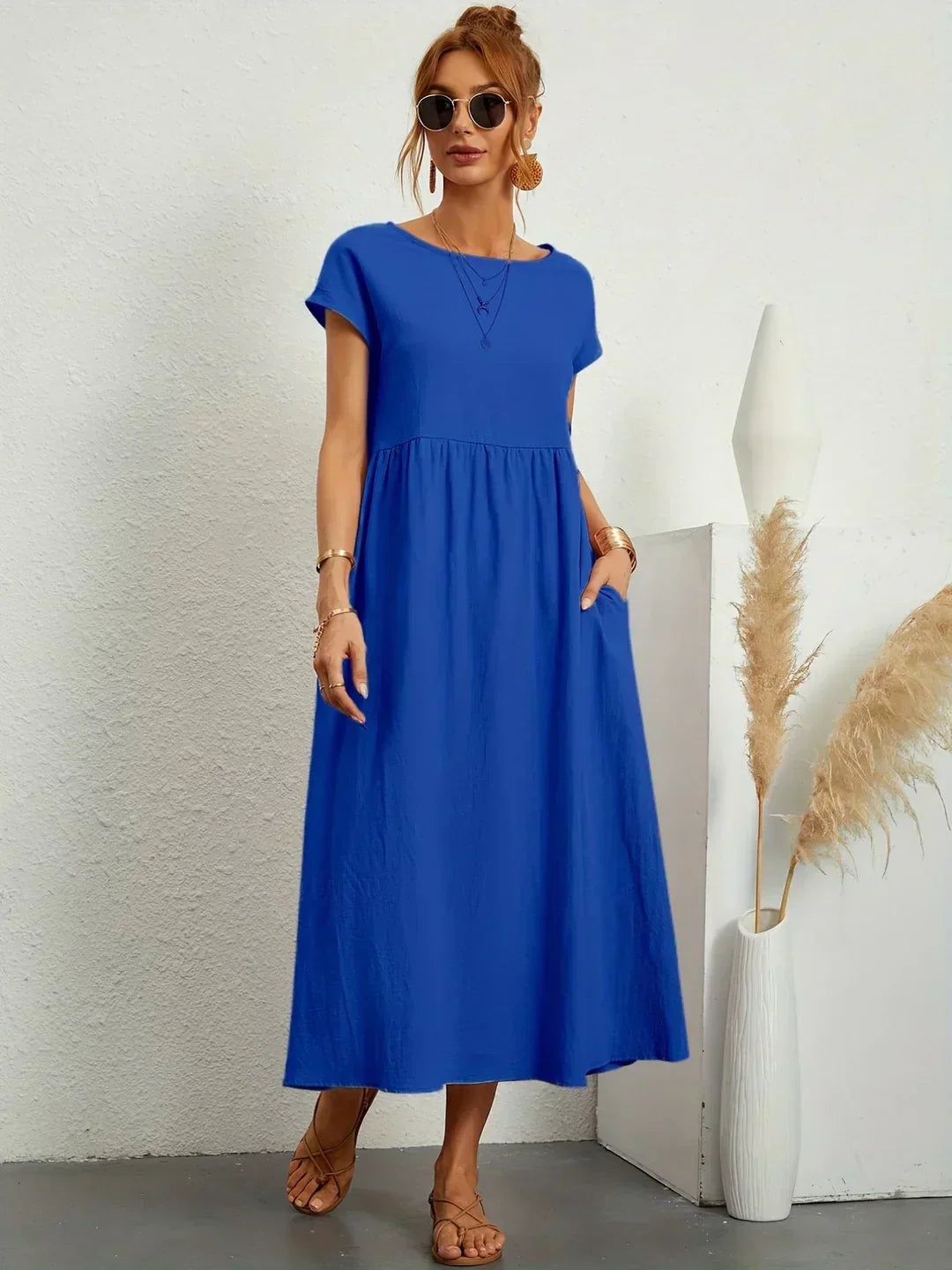 Gabrielle™ — Vestido Midi Fluido com Elegância Atemporal