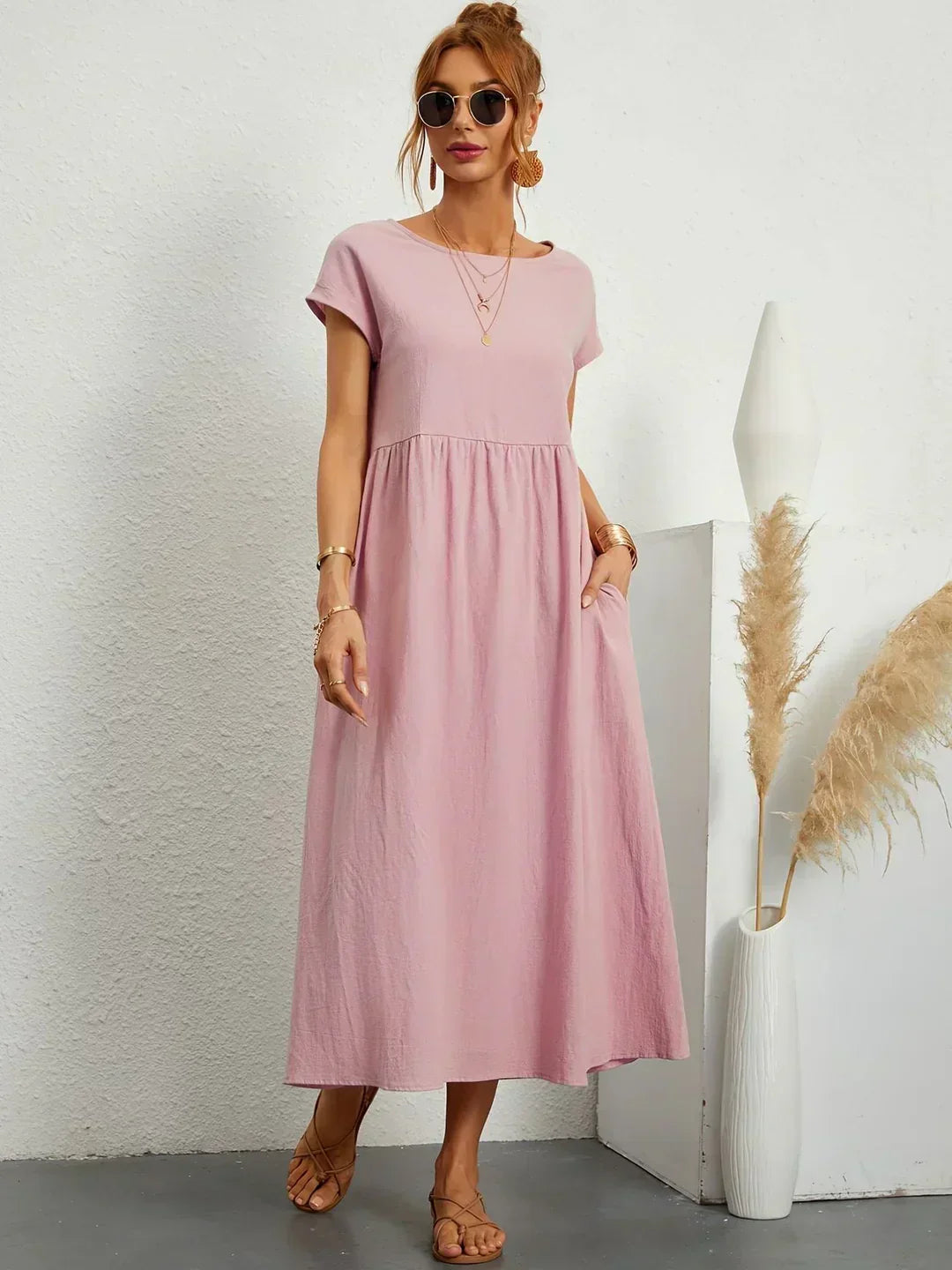 Gabrielle™ — Vestido Midi Fluido com Elegância Atemporal