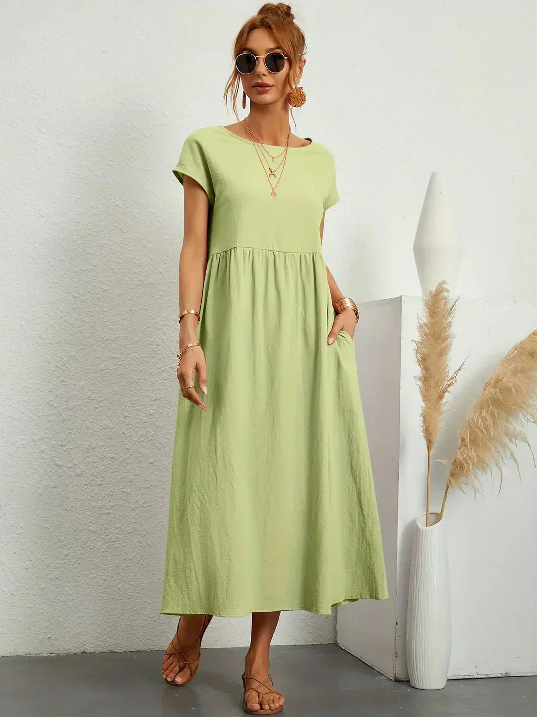 Gabrielle™ — Vestido Midi Fluido com Elegância Atemporal