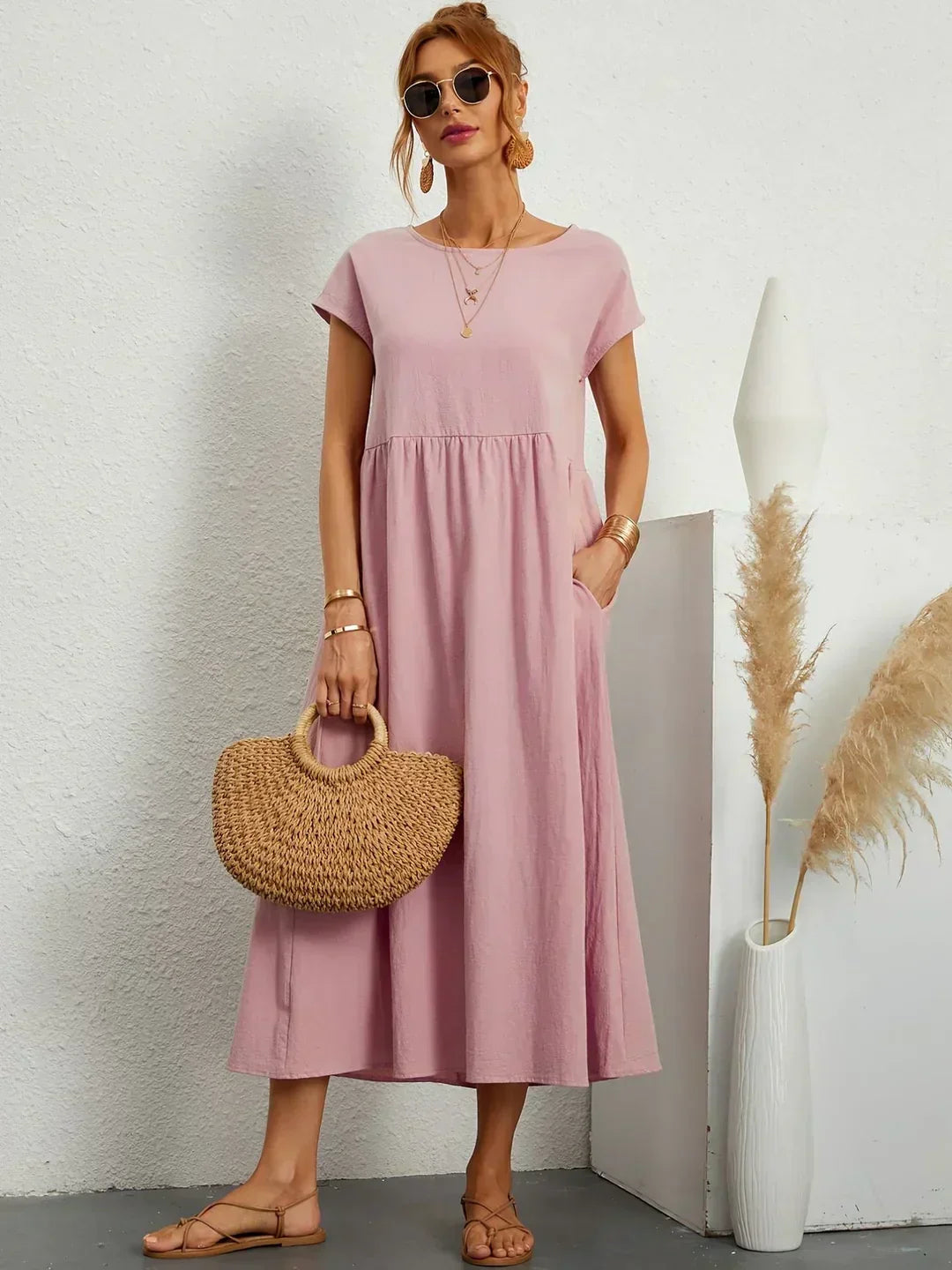 Gabrielle™ — Vestido Midi Fluido com Elegância Atemporal