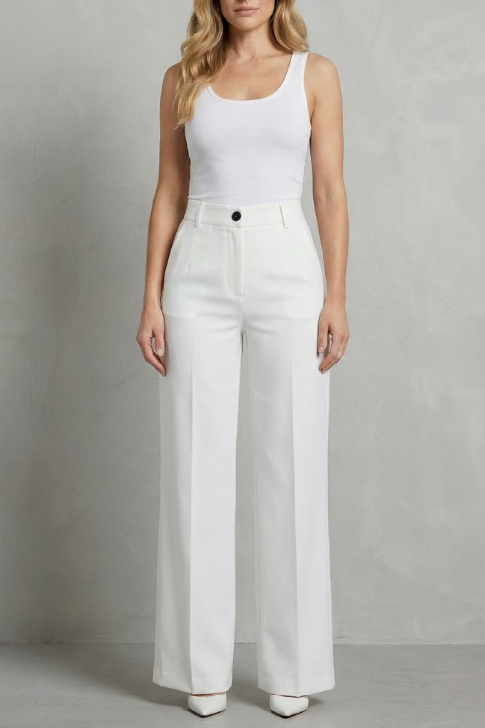 Mirelline – Alfaiataria elegante – Calça reta cintura alta