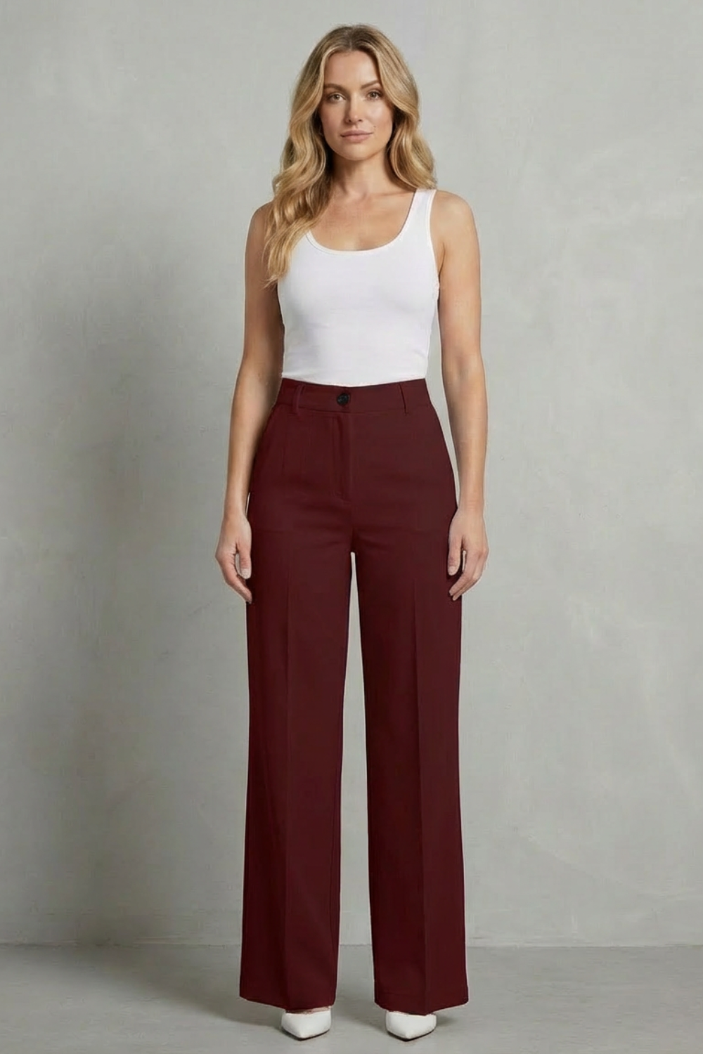 Mirelline – Alfaiataria elegante – Calça reta cintura alta