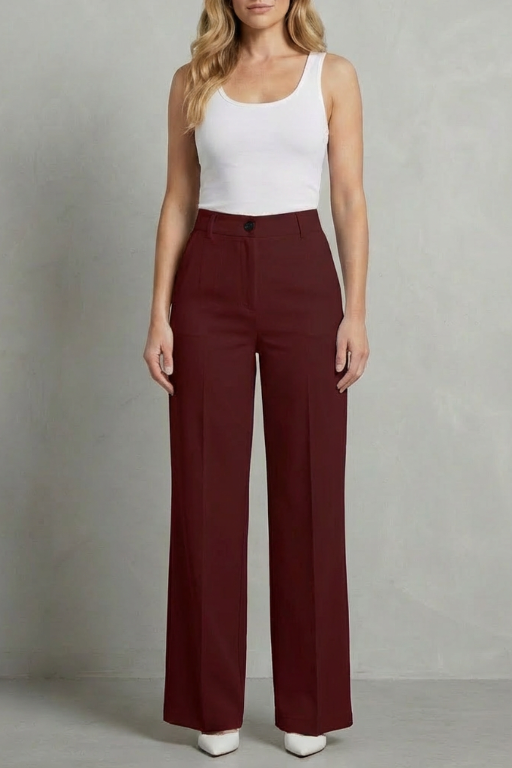 Mirelline – Alfaiataria elegante – Calça reta cintura alta