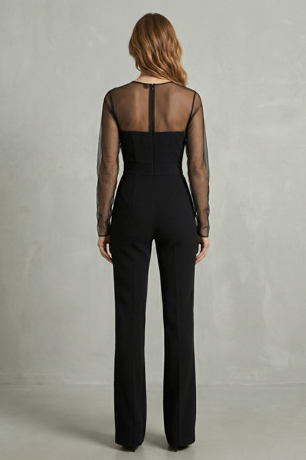 Noirelle – Silhueta elegante em mesh transparente – Macacão