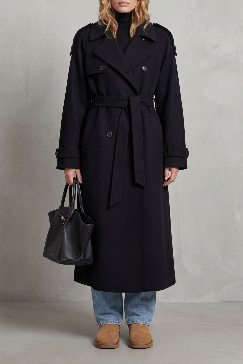 Noirvaine – Silhueta ampla – Trench coat de lã