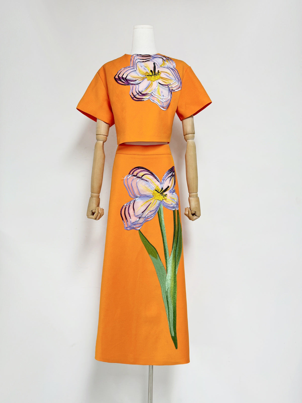 Conjunto Cropped e Saia Midi Estampa Floral - Florayne