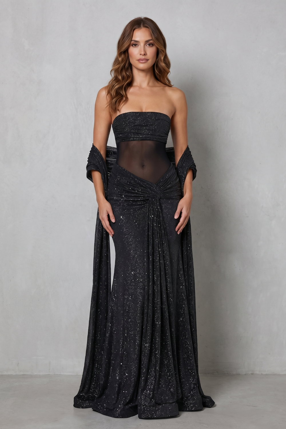 Paulisse – Atraente brilho transparente – Vestido maxi