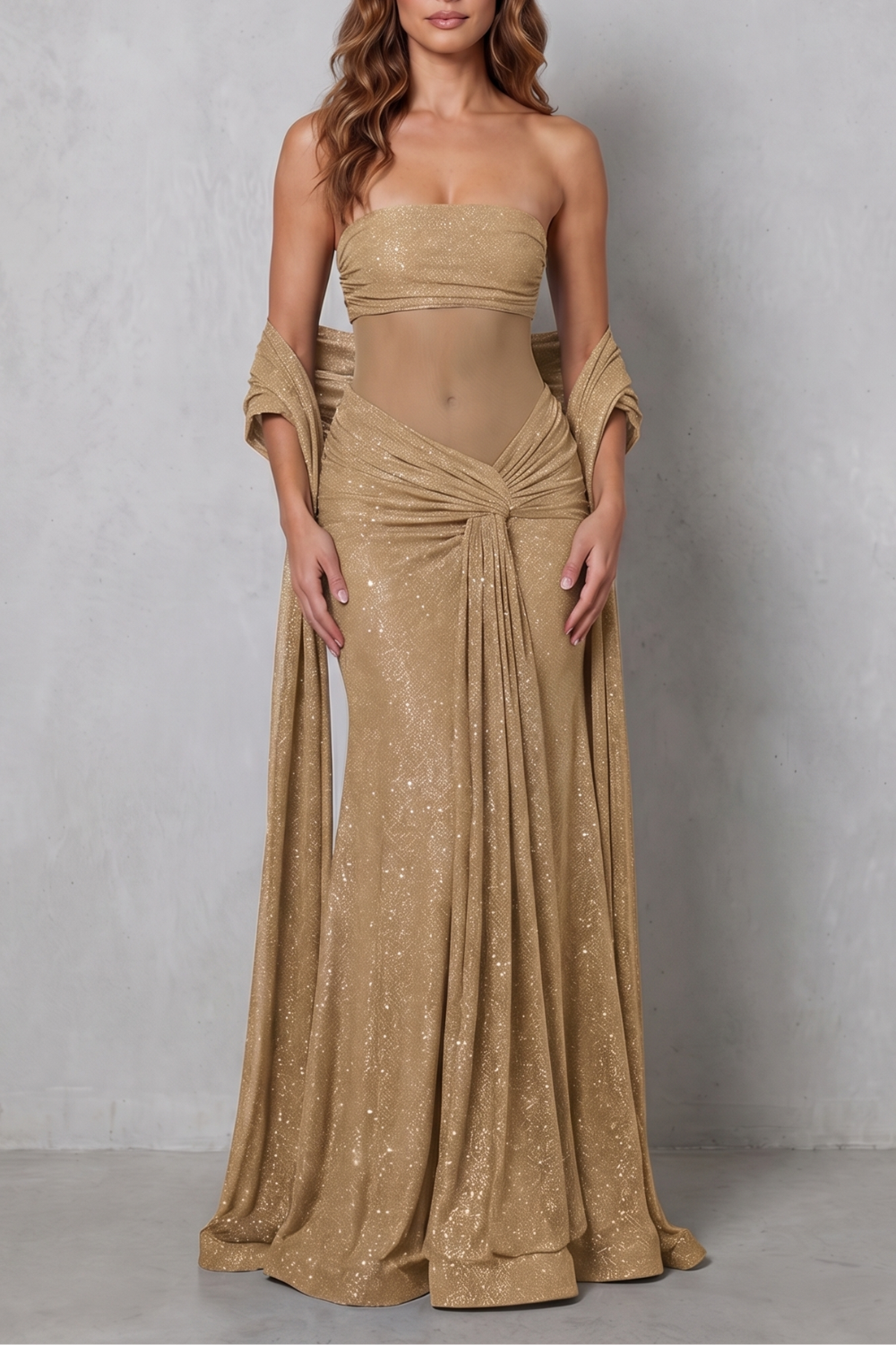 Paulisse – Atraente brilho transparente – Vestido maxi