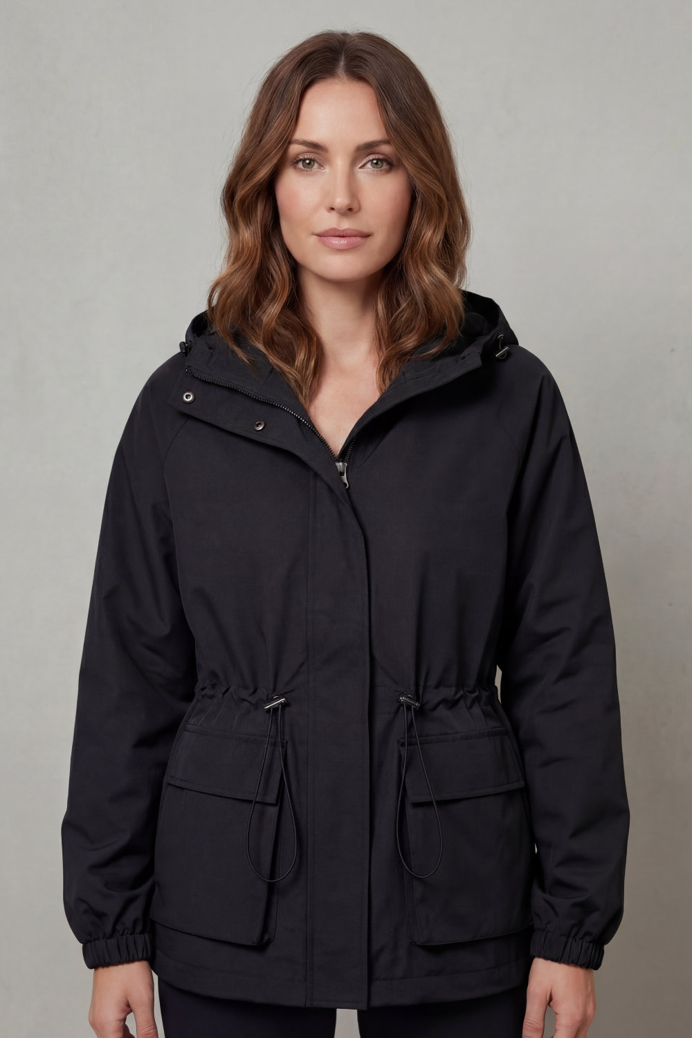 Ravelle – Estilo utilitário – Jaqueta impermeável com cordão ajustável