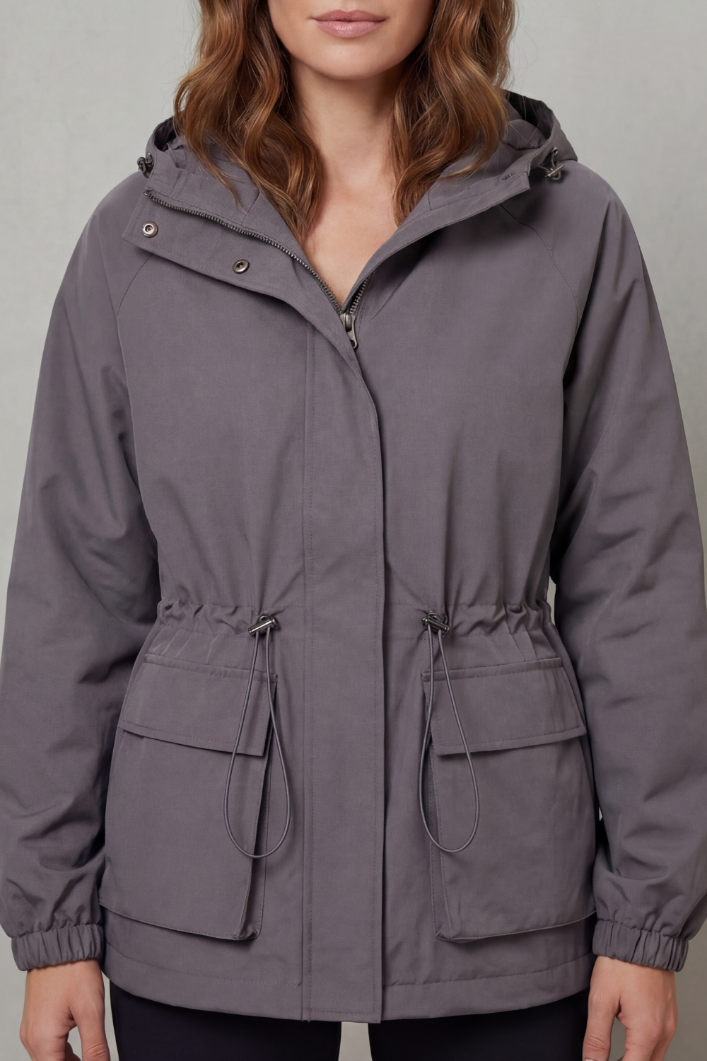 Ravelle – Estilo utilitário – Jaqueta impermeável com cordão ajustável