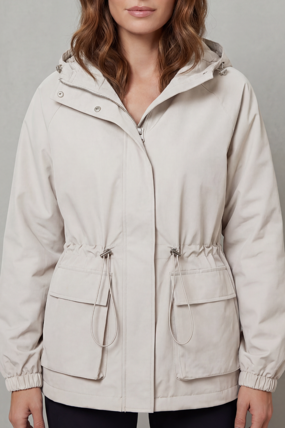 Ravelle – Estilo utilitário – Jaqueta impermeável com cordão ajustável