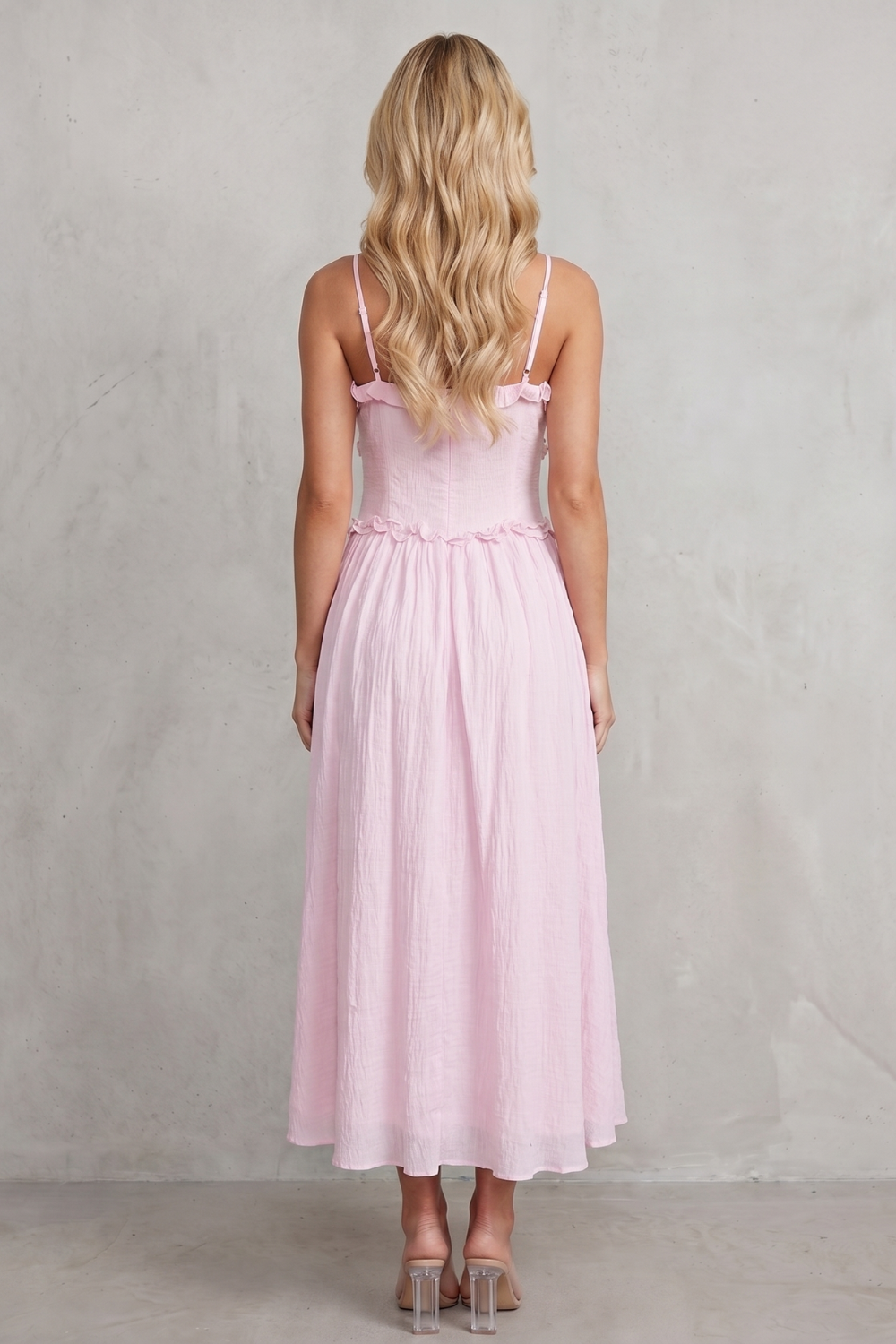 Rosabelle – Romance com babados coração – Vestido midi