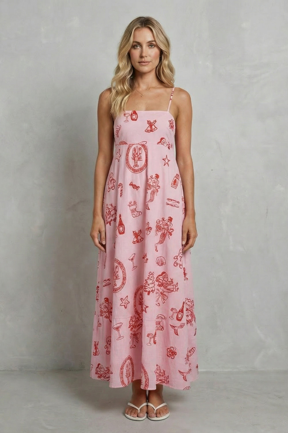 Rosavina – Charme de estampa divertida – Vestido Maxi