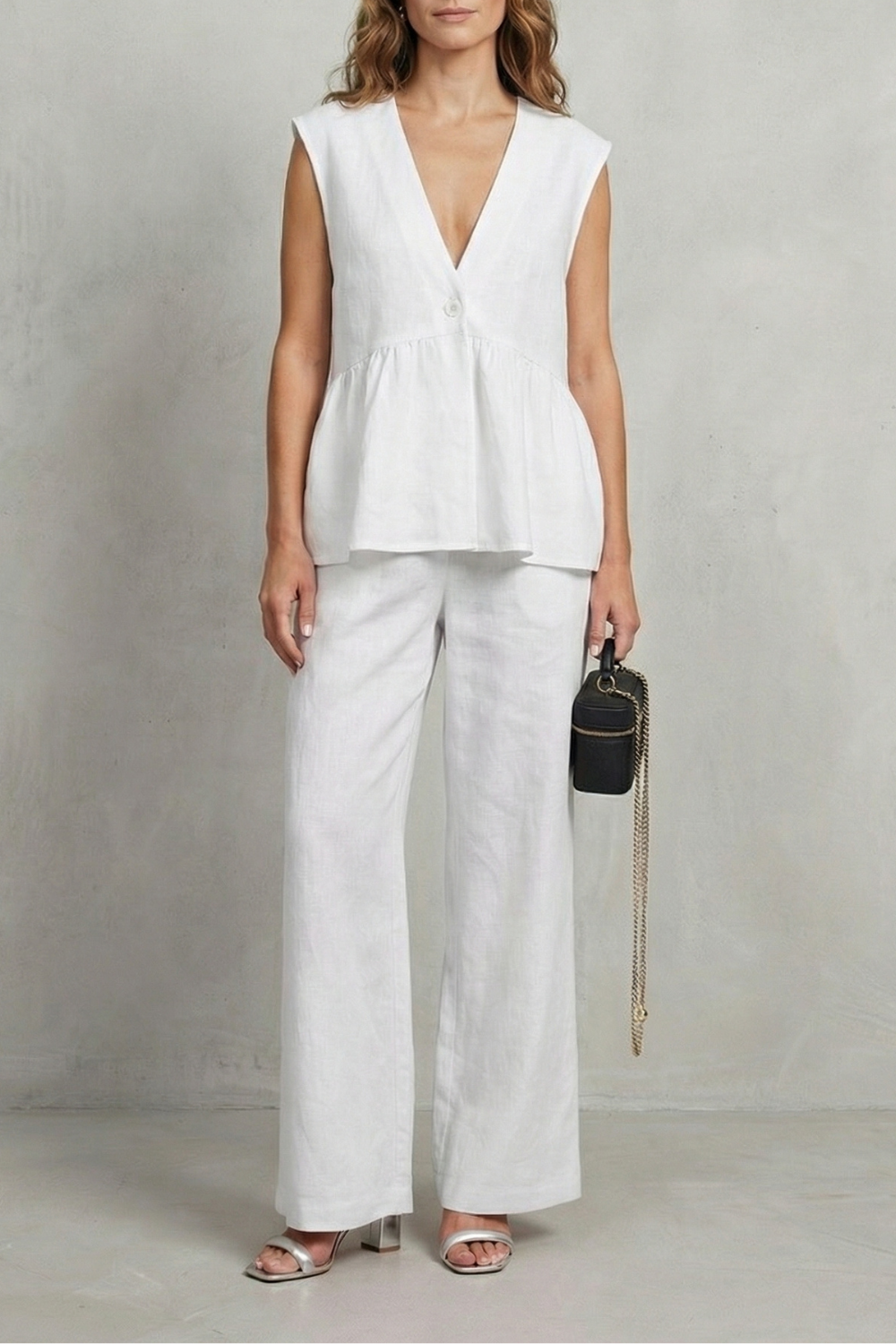 Rosélune – Elegância em babados suaves – Conjunto de top e calça