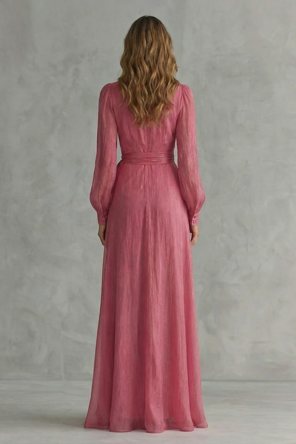 Rosénelle – Elegância fluida em chiffon – Vestido longo