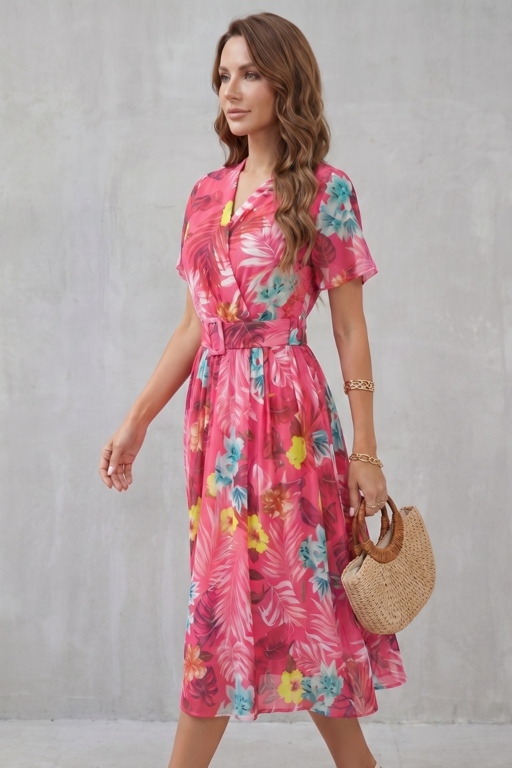 Rosévara – Charme floral tropical – Vestido midi