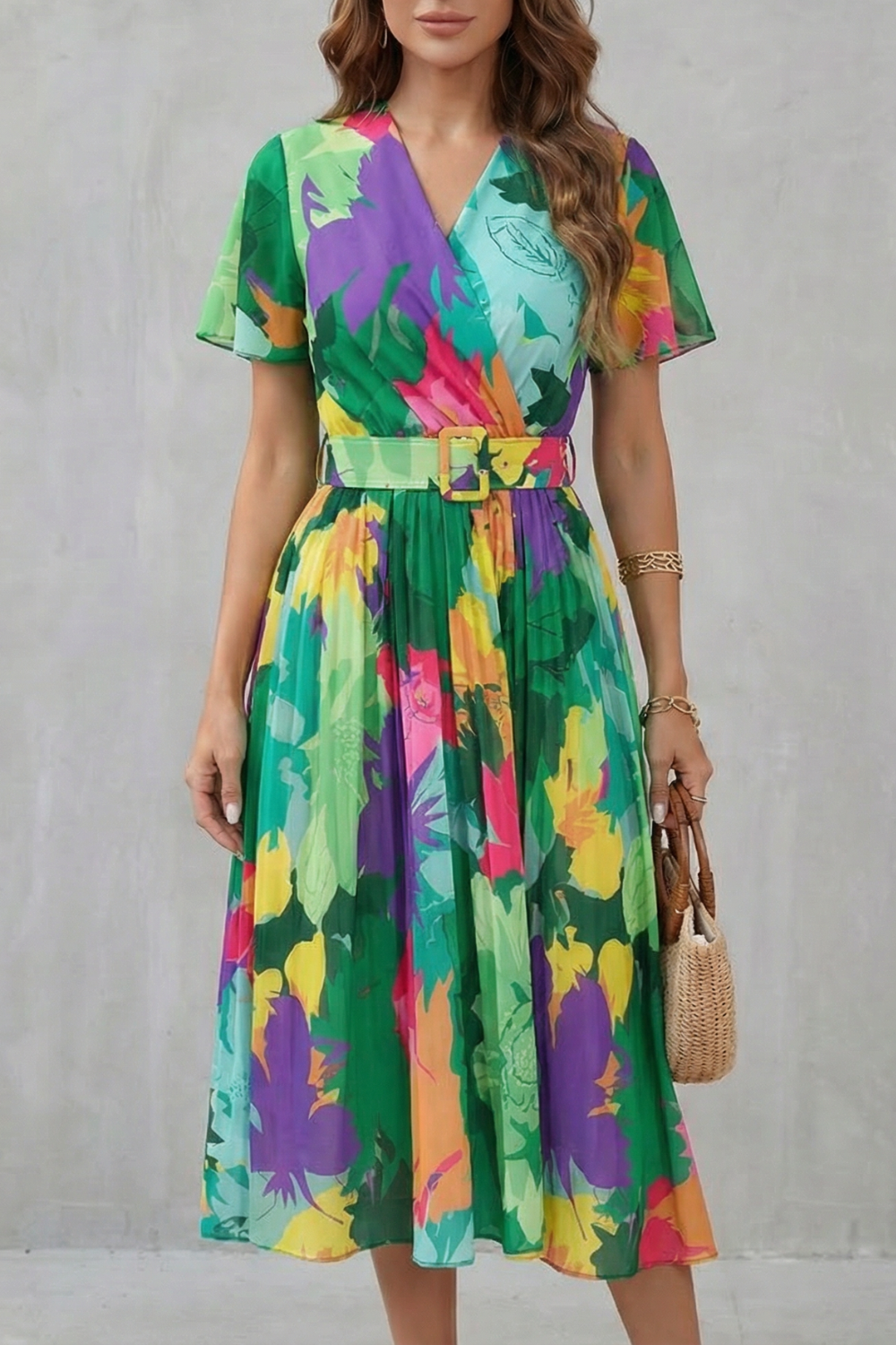 Rosévara – Charme floral tropical – Vestido midi