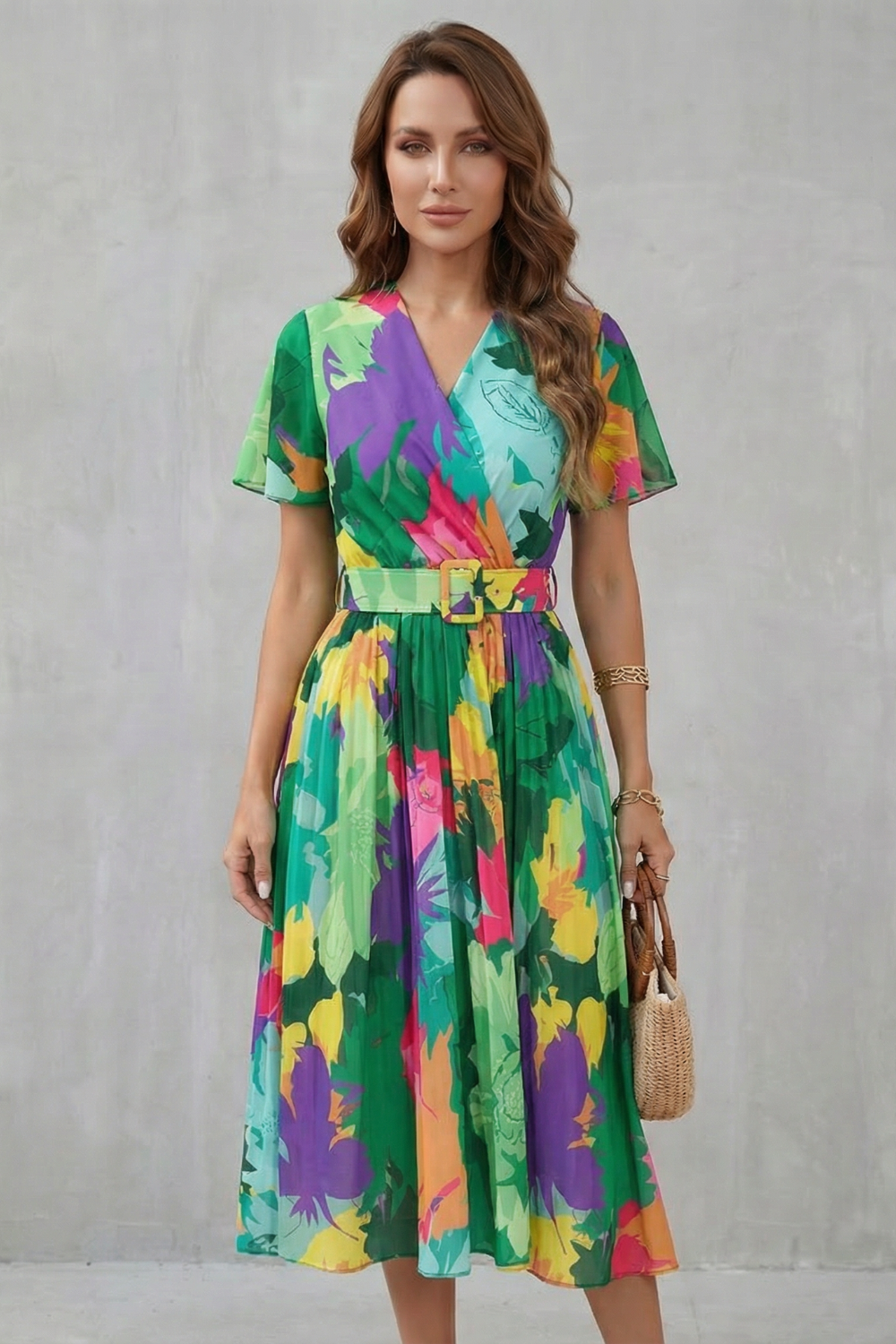 Rosévara – Charme floral tropical – Vestido midi
